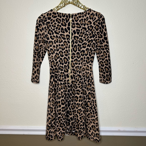 Kate Spade Leopard Boatneck Fit & Flare 3/4 Sleeve Dress 2 - Picture 5 of 7